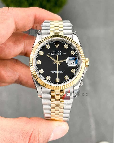 rolex datejust black diamond dial 36mm two-tone watch|Rolex Datejust 41 reference 126300.